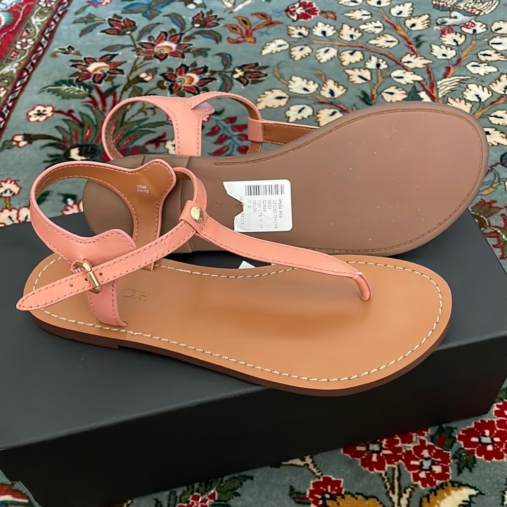 Coach Pink/Melon leather strap Sandals